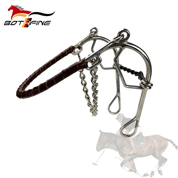 Combination Hackamore with Sweet Iron Twisted Wire Snaffle Mouth